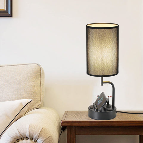 Dreamholder table lamp enhances modern decor while offering convenient charging and organization.