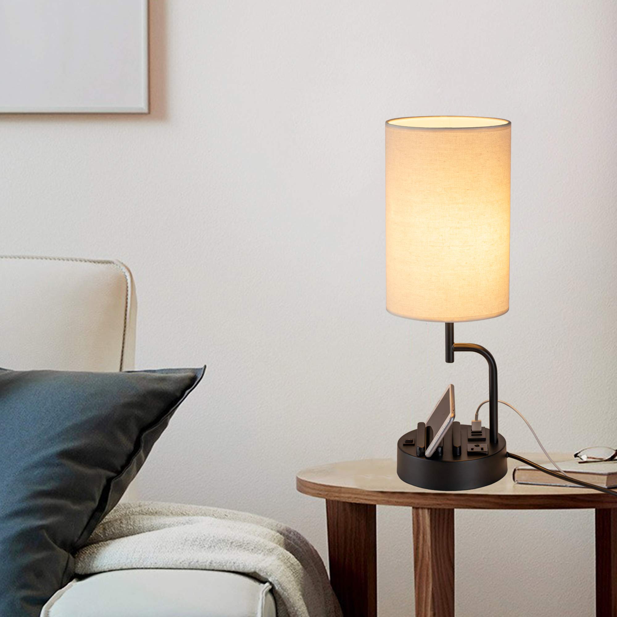 Dreamholder pack of two lamps keeps nightstands organized with built-in charging.
