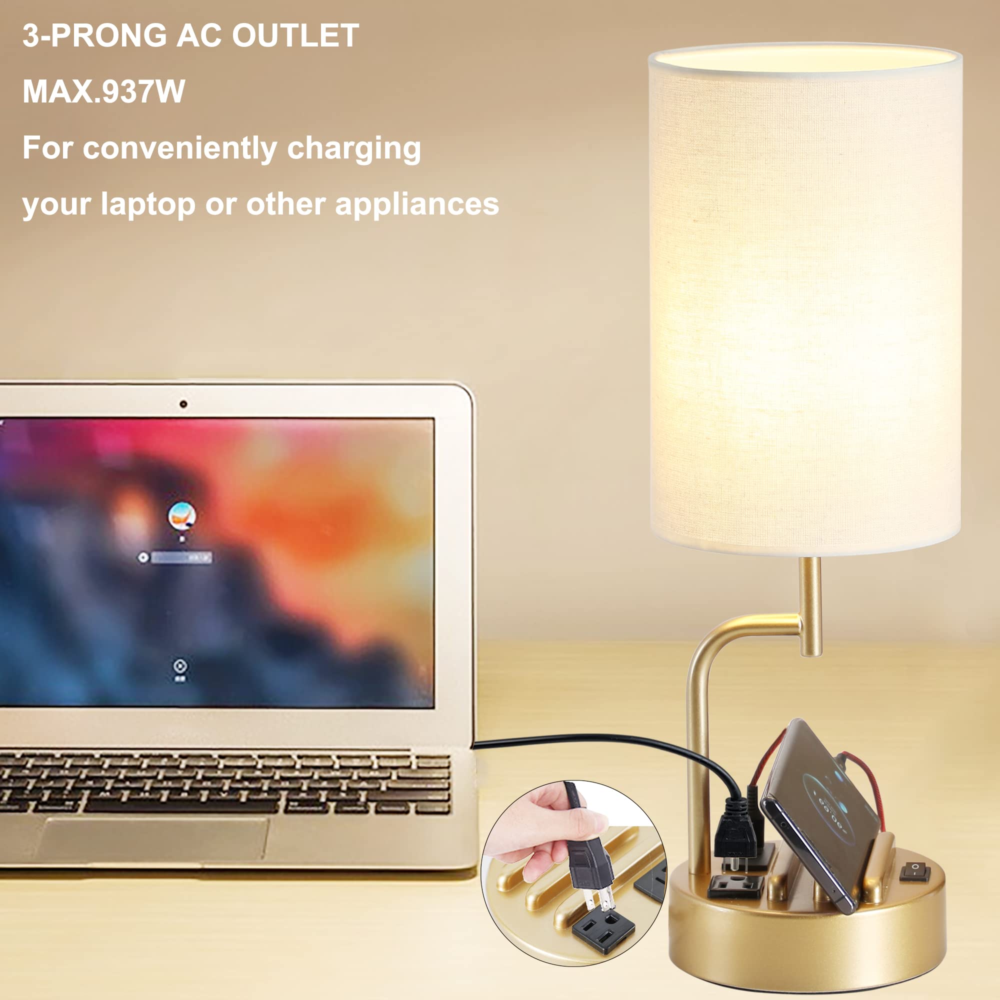 Dreamholder table lamp offers two slots to hold phones while charging.