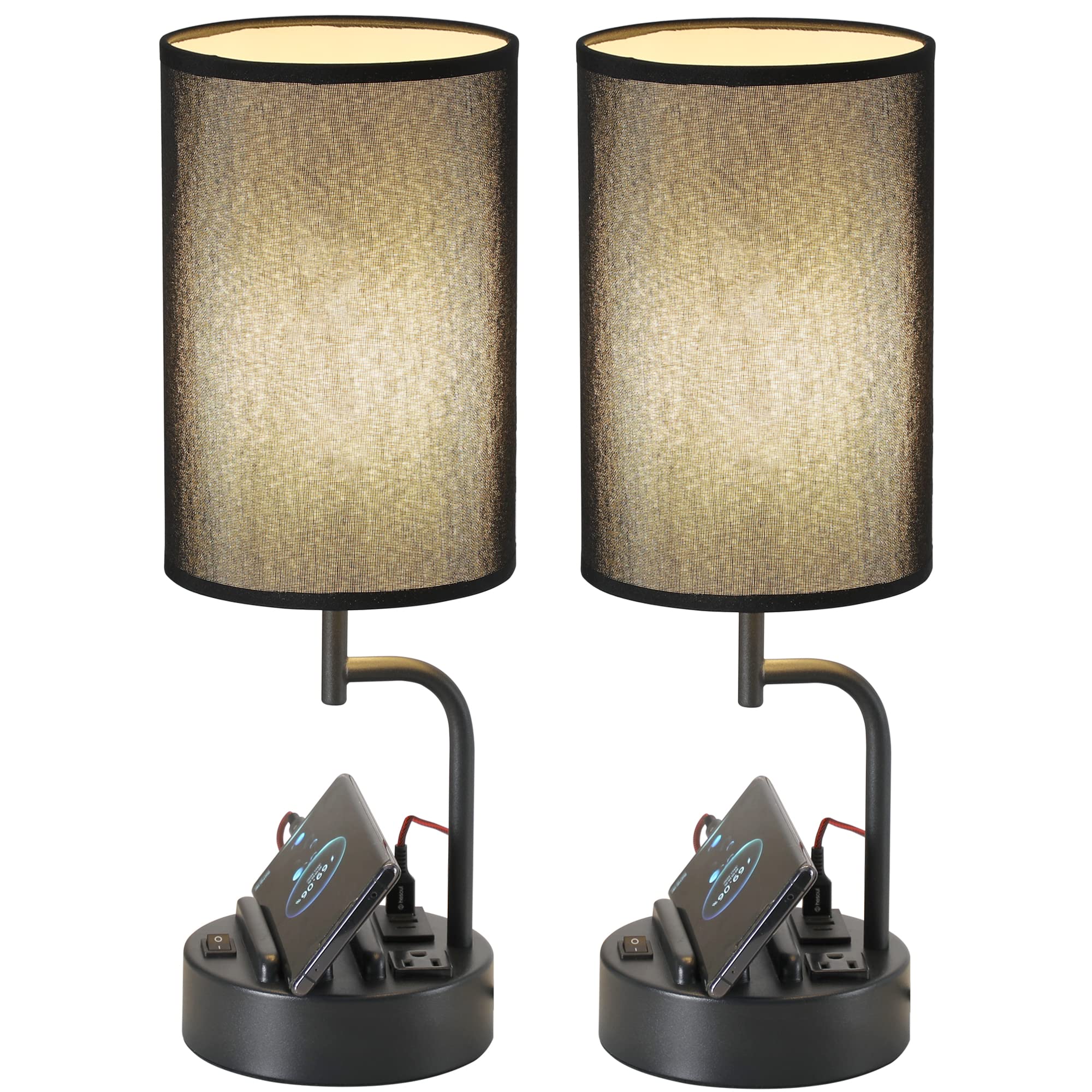 Dreamholder table lamp with USB ports and AC outlet for simultaneous charging at your desk.