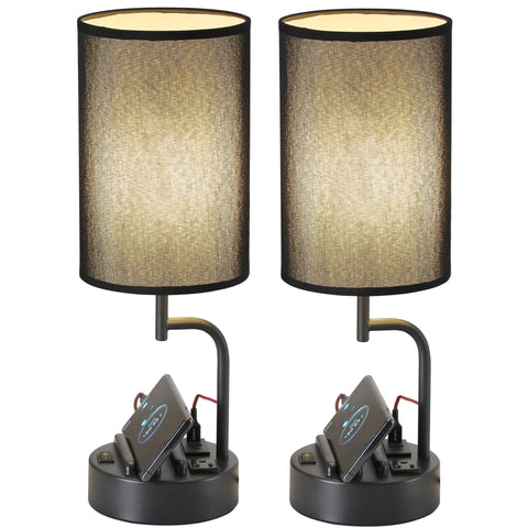 Dreamholder table lamp with USB ports and AC outlet for simultaneous charging at your desk.