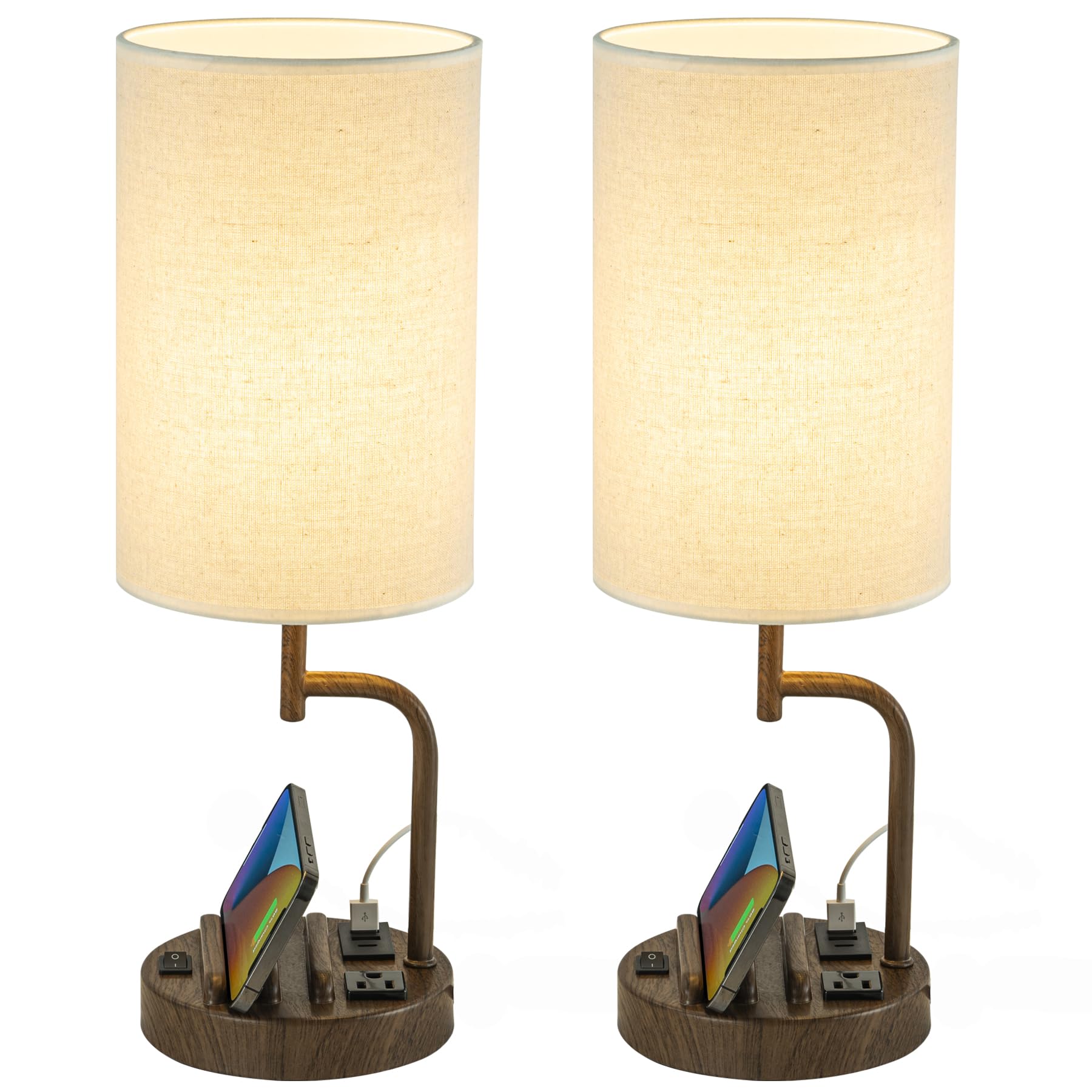 Dreamholder table lamp USB ports provide bedside charging convenience