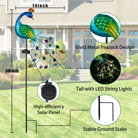 DREAMSOUL easy 3 step assembly peacock garden stake.