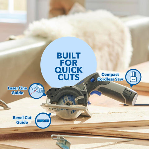 Dremel Blueprint 12V saw adjustable bevel enables versatile angled cuts.