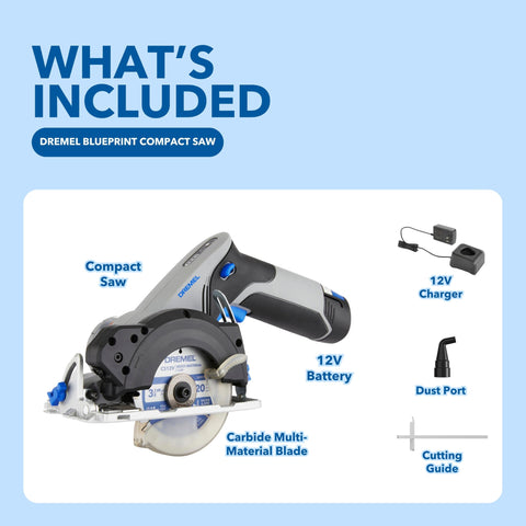 Dremel Blueprint 12V saw depth up to 1 inch for thick materials.