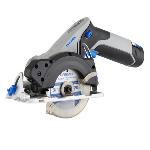 Dremel Blueprint 12V saw with laser guide for precise straight cuts.