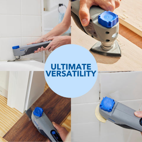 Dremel Blueprint ergonomic grip reduces hand fatigue during work.