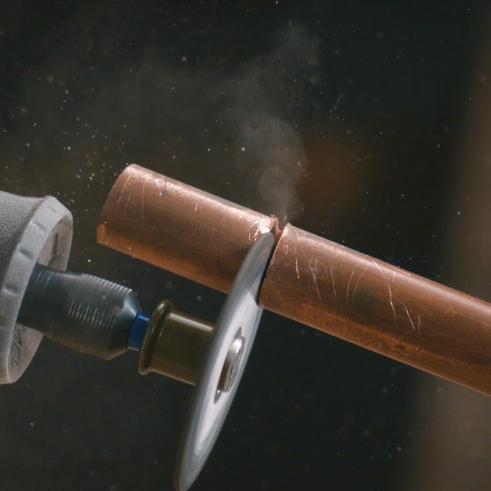 Dremel EZ Lock kit in use with cutting wheel on a workpiece