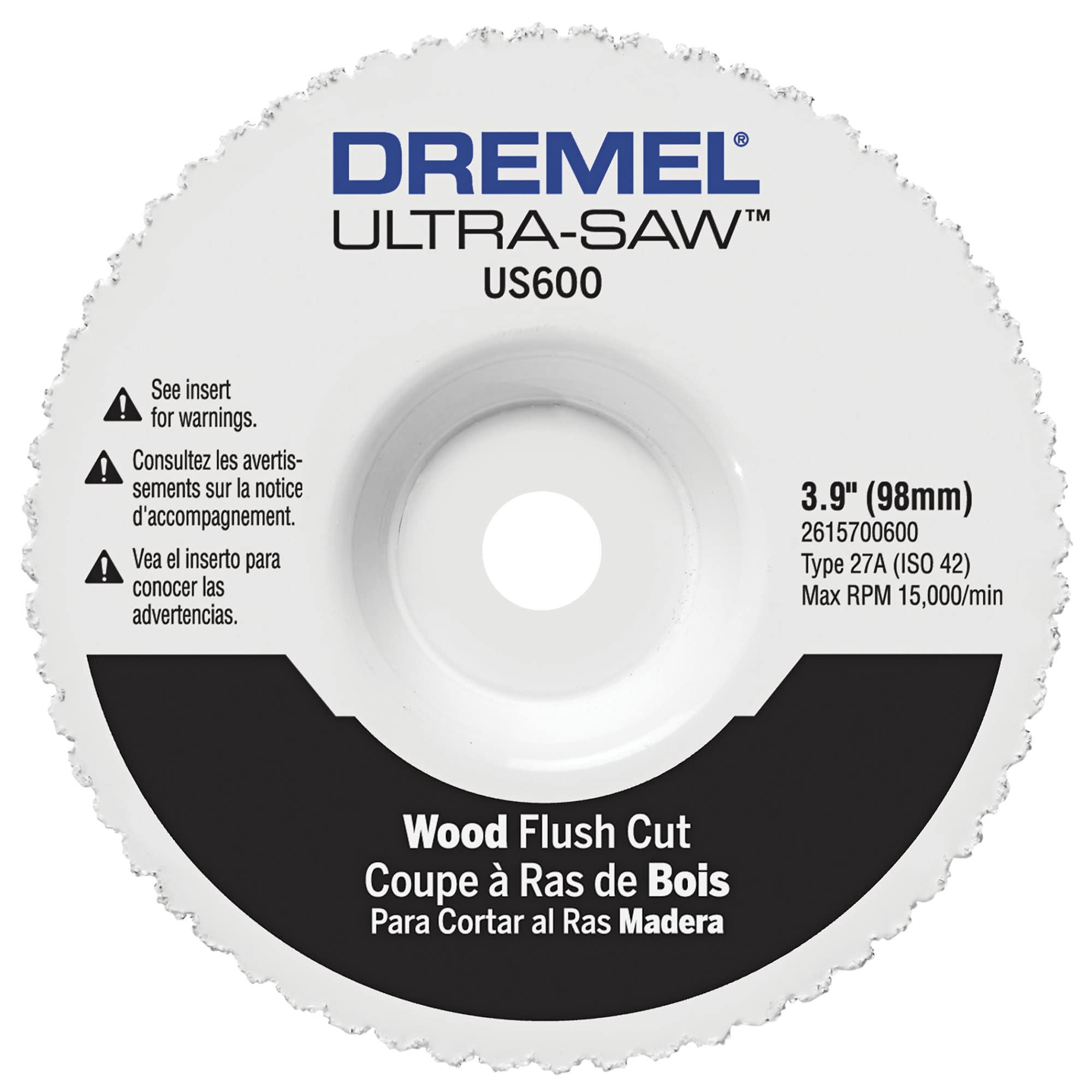 Dremel US600-01 wood flush cut wheel for precise baseboard cuts.