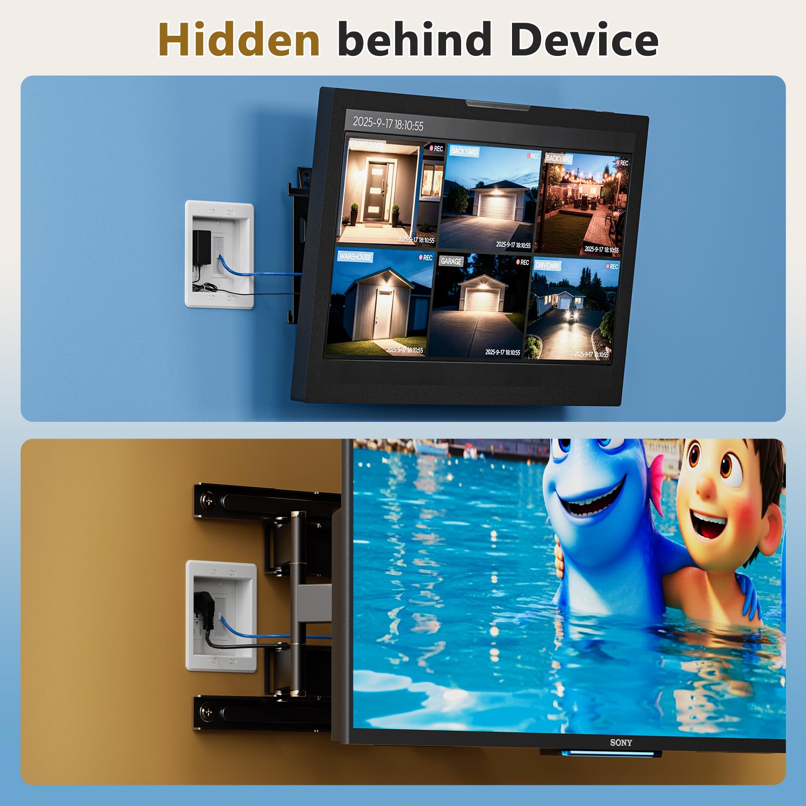 Dremica TVBU505 supports 2-gang wiring including USB and HDMI.