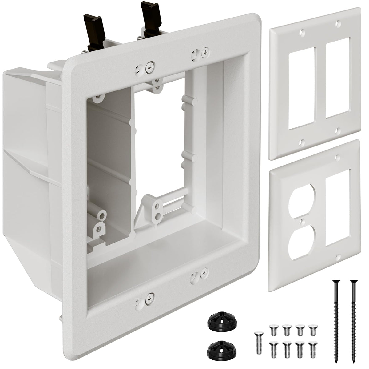 Dremica TVBU505 recessed outlet box shown for wall-mount setups and space-saving design.