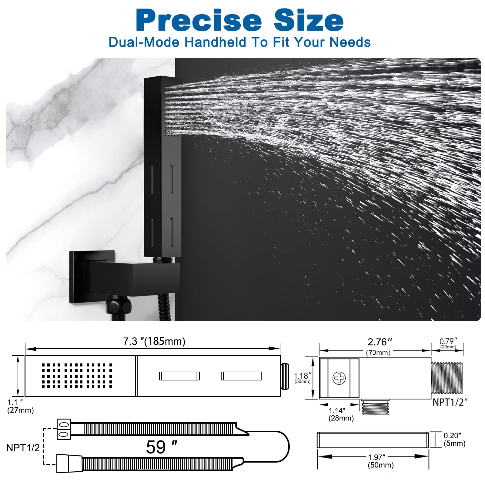 Drettyer handheld nozzle close-up showing dense spray for cleaning.