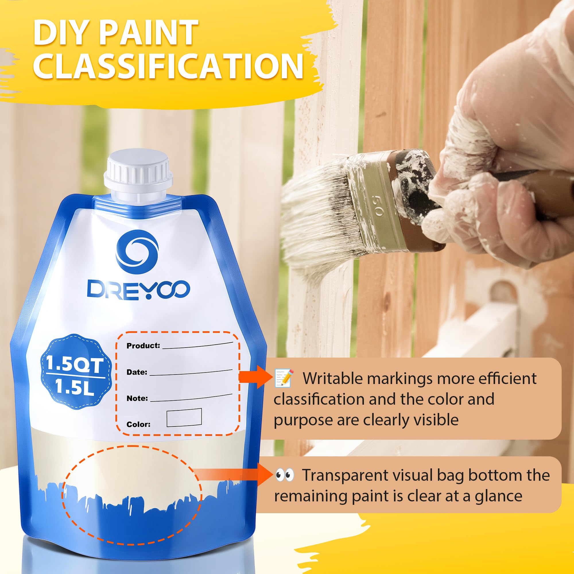Dreyoo 1.5L capacity bags ideal for small projects and leftovers.