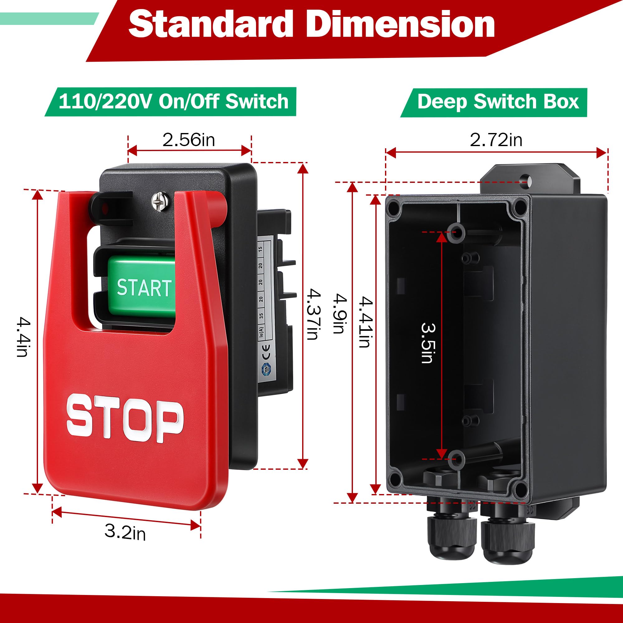 Dreyoo switch delivering 2HP at 120V and 3HP at 230V performance.