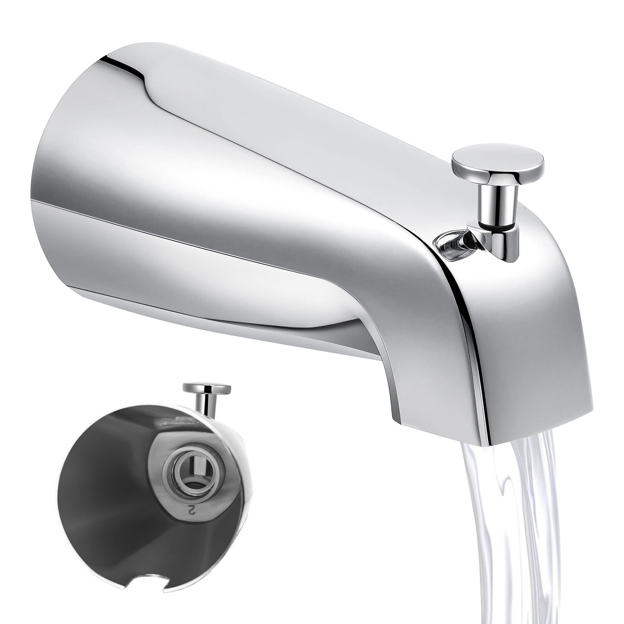 Dreyoo 5-1-4 inch tub spout chrome with diverter highlights classic bathroom style and flexibility