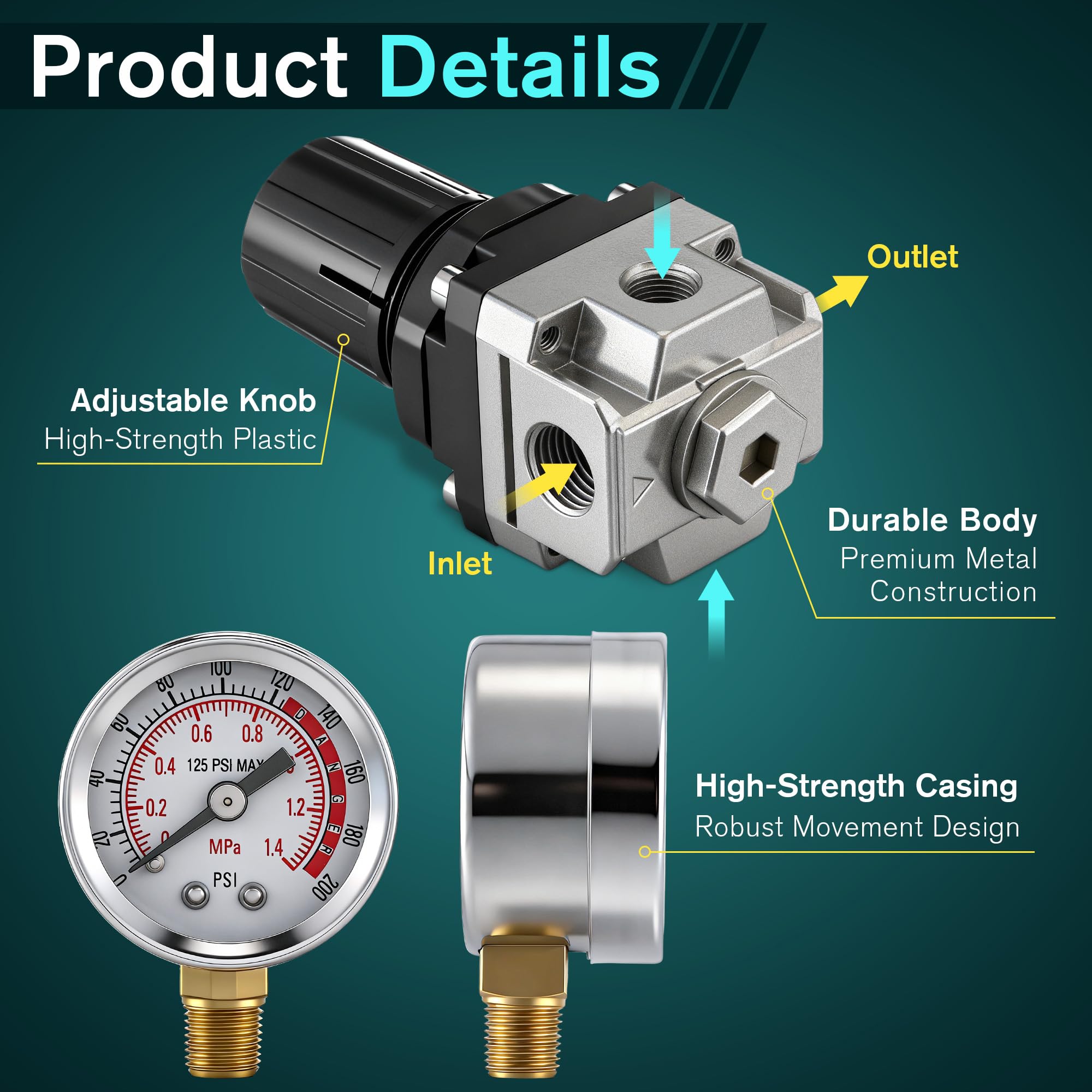 Dreyoo air regulator package includes two gauges for complete setup