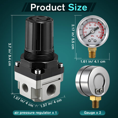 Dreyoo air regulator ports illustrate standard 1/4 inch NPT connections for easy installation