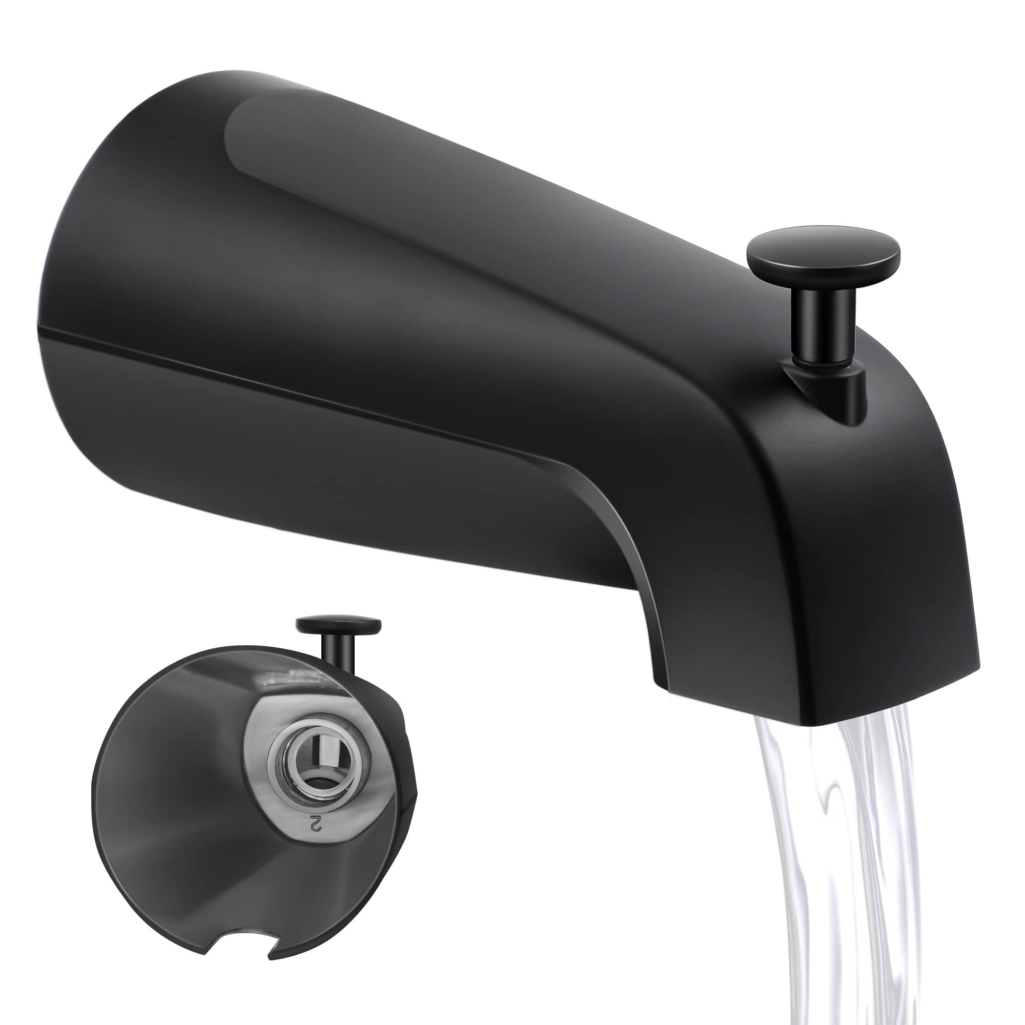 Dreyoo matte black bath spout front view enhances timeless bathroom style