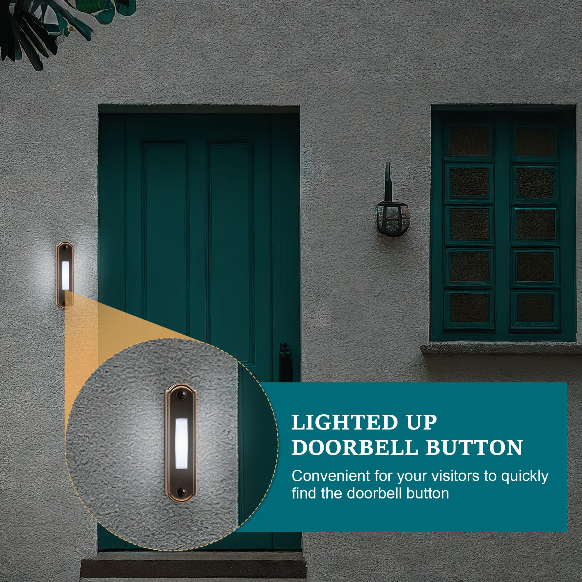 Back view of Dreyoo doorbell button with mounting screws for simple installation.