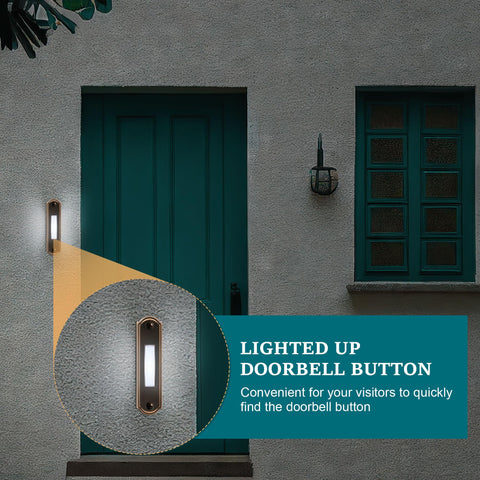 Back view of Dreyoo doorbell button with mounting screws for simple installation.