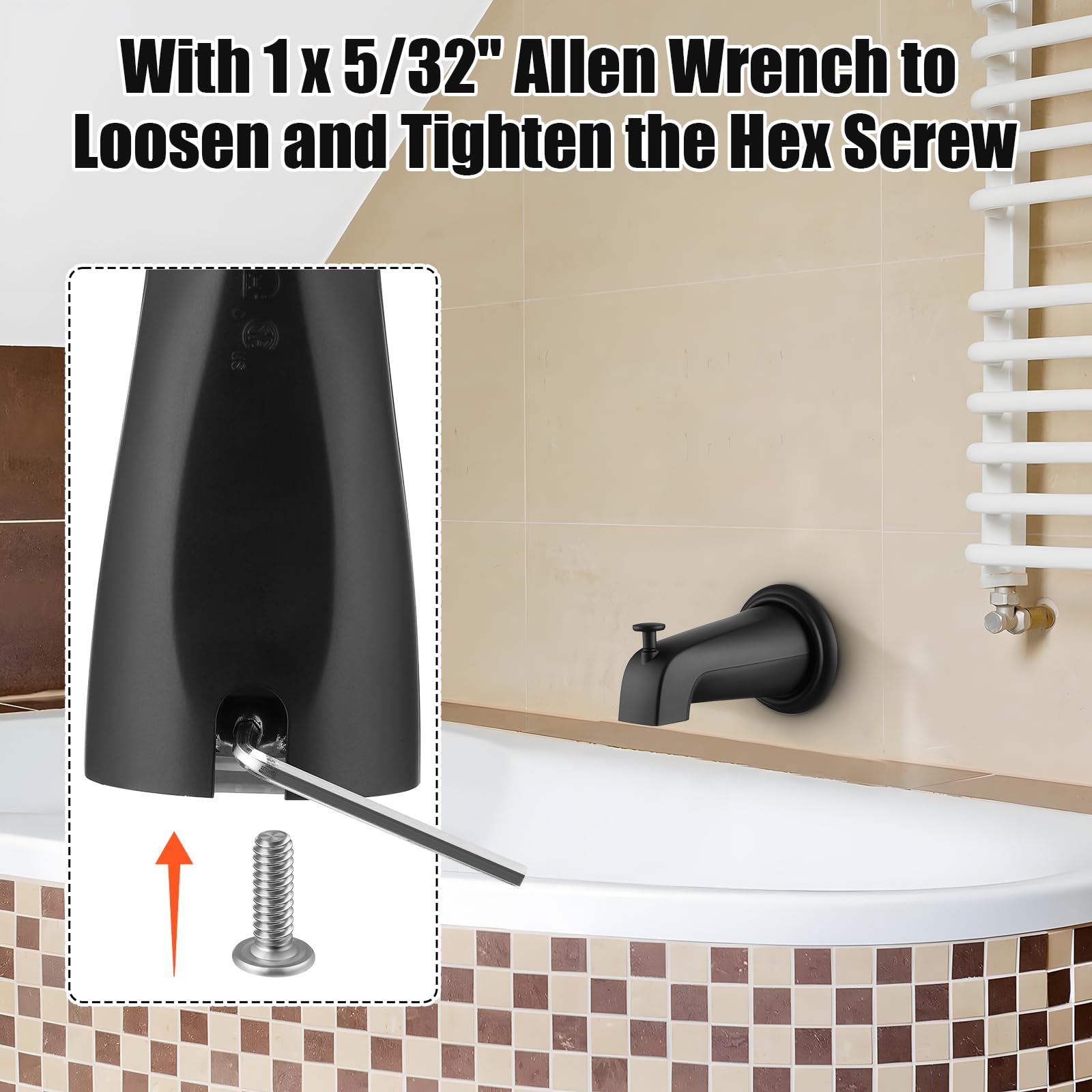 Dreyoo included hex wrench simplifies tub spout installation.