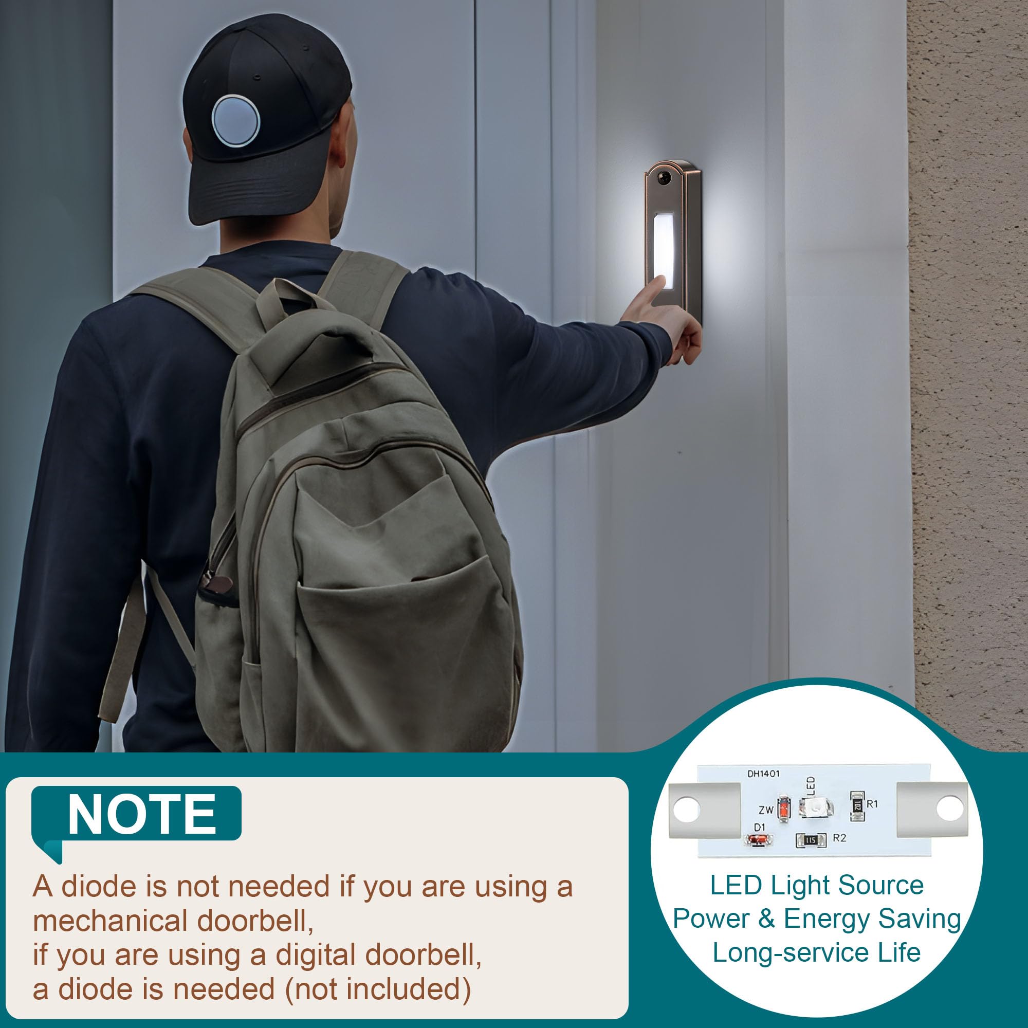 Dreyoo doorbell button includes screws for quick mounting.