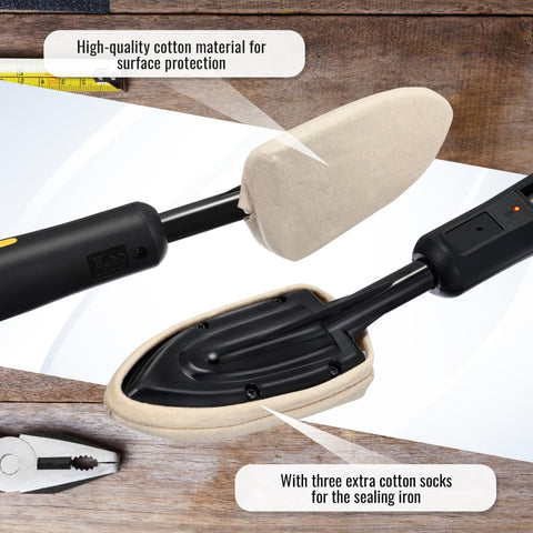 Dreyoo Edge Banding Iron packaging contents reveal three cotton socks and user manual.