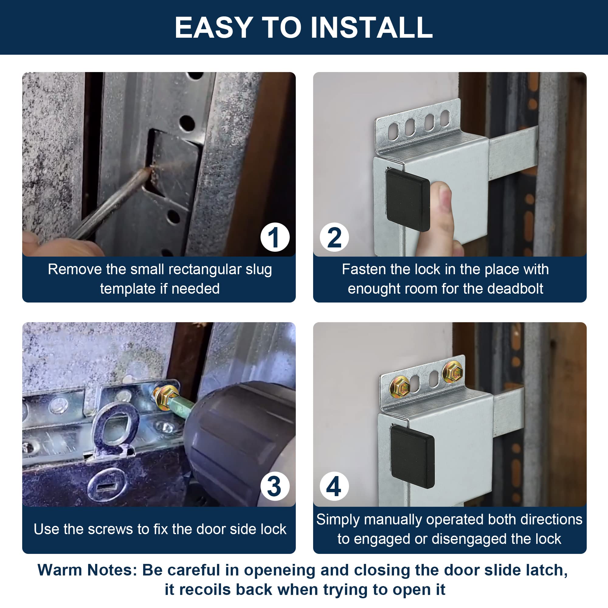 Dreyoo side lock aligned with door slots for secure latch