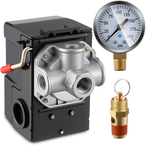 Dreyoo pressure switch front view with four-port design for reliable start-stop control.