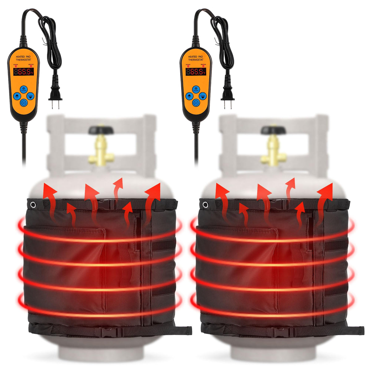 Dreyoo propane tank heater blanket front view shows compact, efficient coverage.