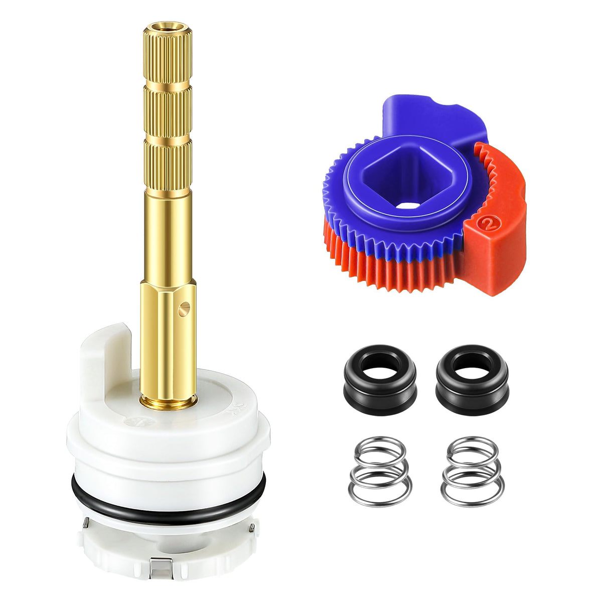 Dreyoo round stem washerless cartridge installation showing quick fit for tub/shower valves
