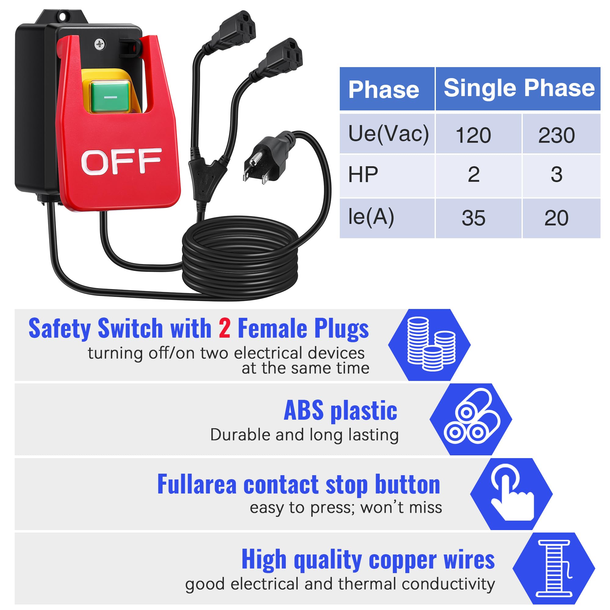 Dreyoo router-table switch with large paddle aids quick shutdown in busy workshops.