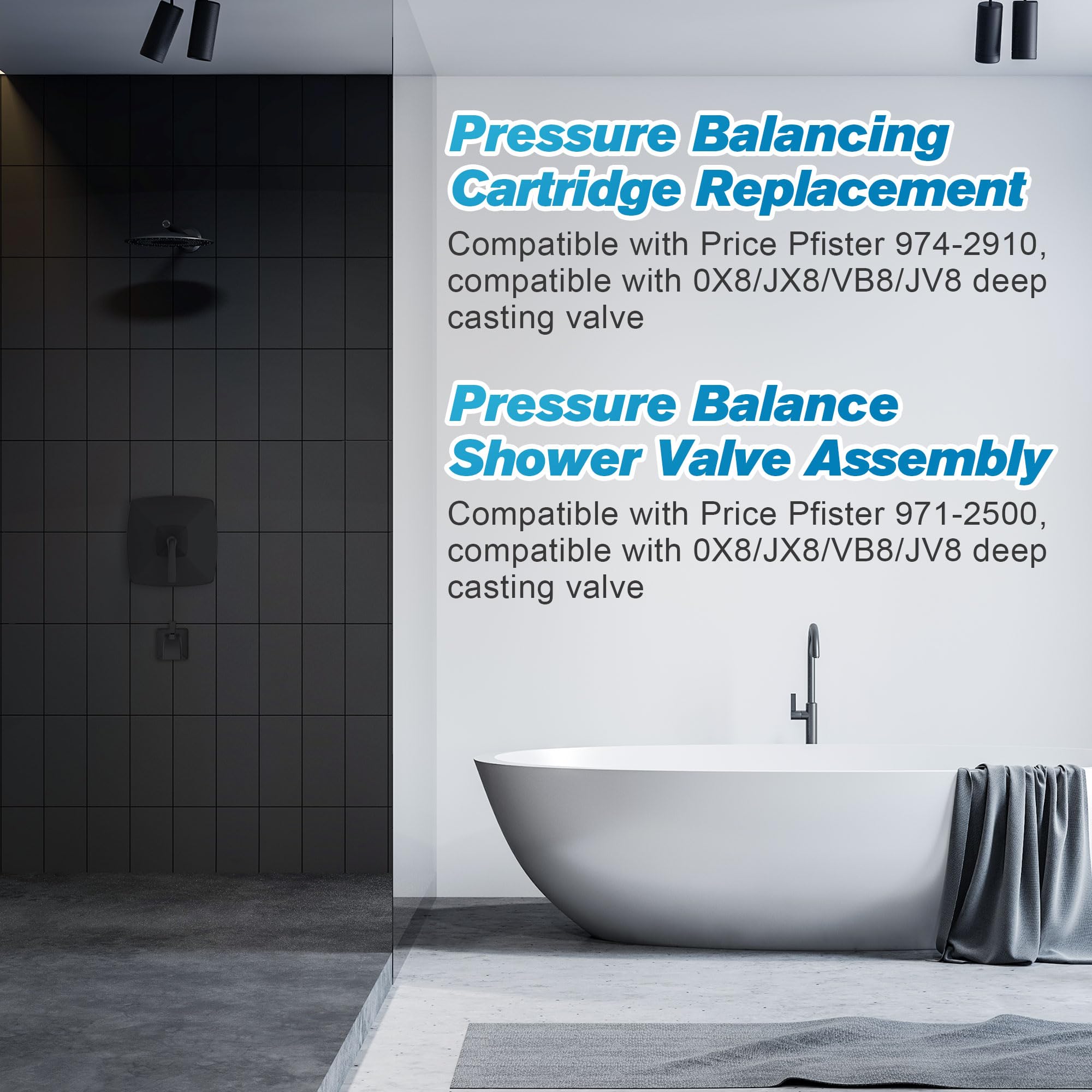 Dreyoo single-handle tub and shower setup illustration for quick replacements