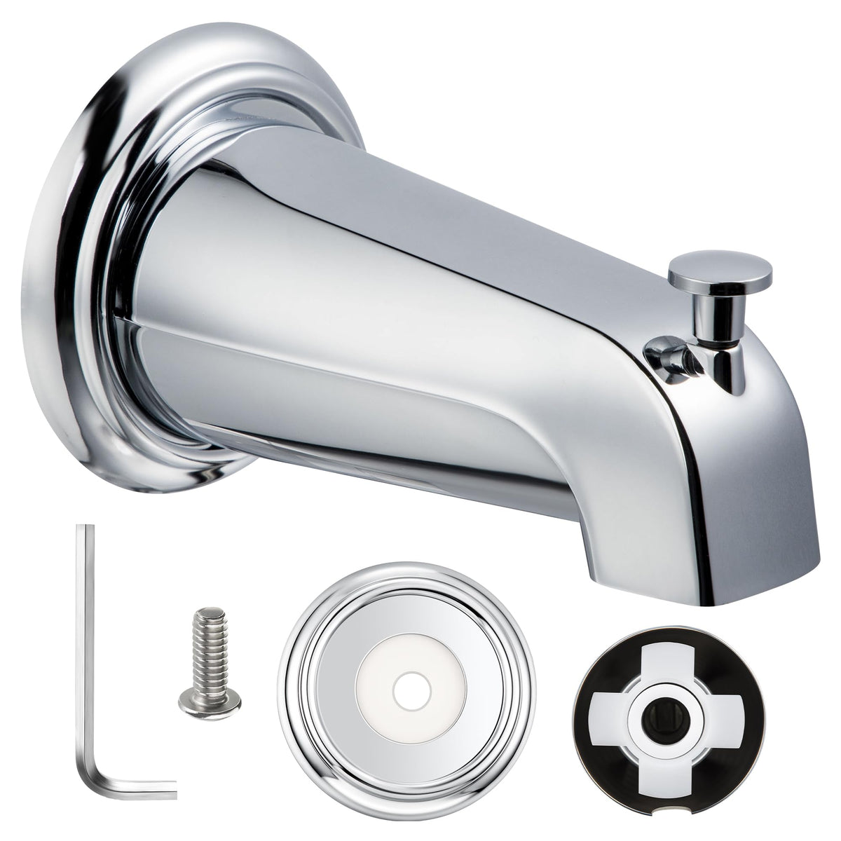Dreyoo slip-on diverter tub spout in chrome for tub-to-shower conversion