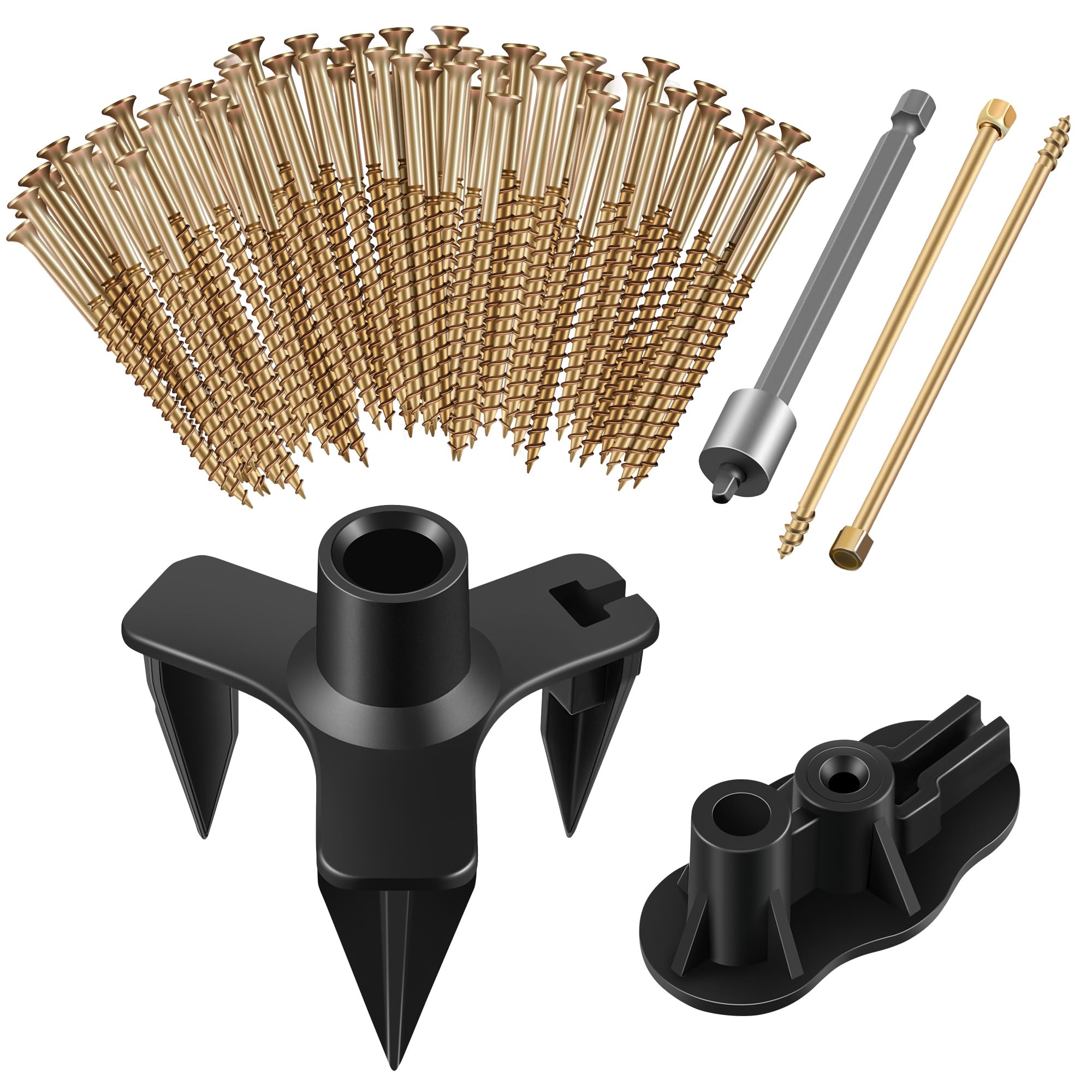 Dreyoo Squeaky Floor Repair Kit laid out showing all tools for easy DIY floor repairs.