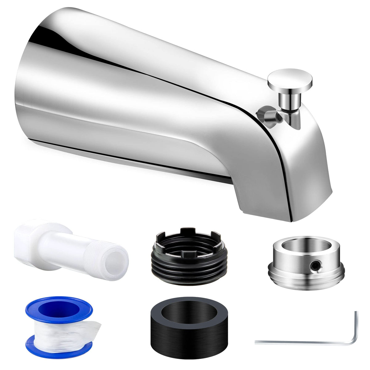 Dreyoo tub spout diverter with universal connections for easy installation