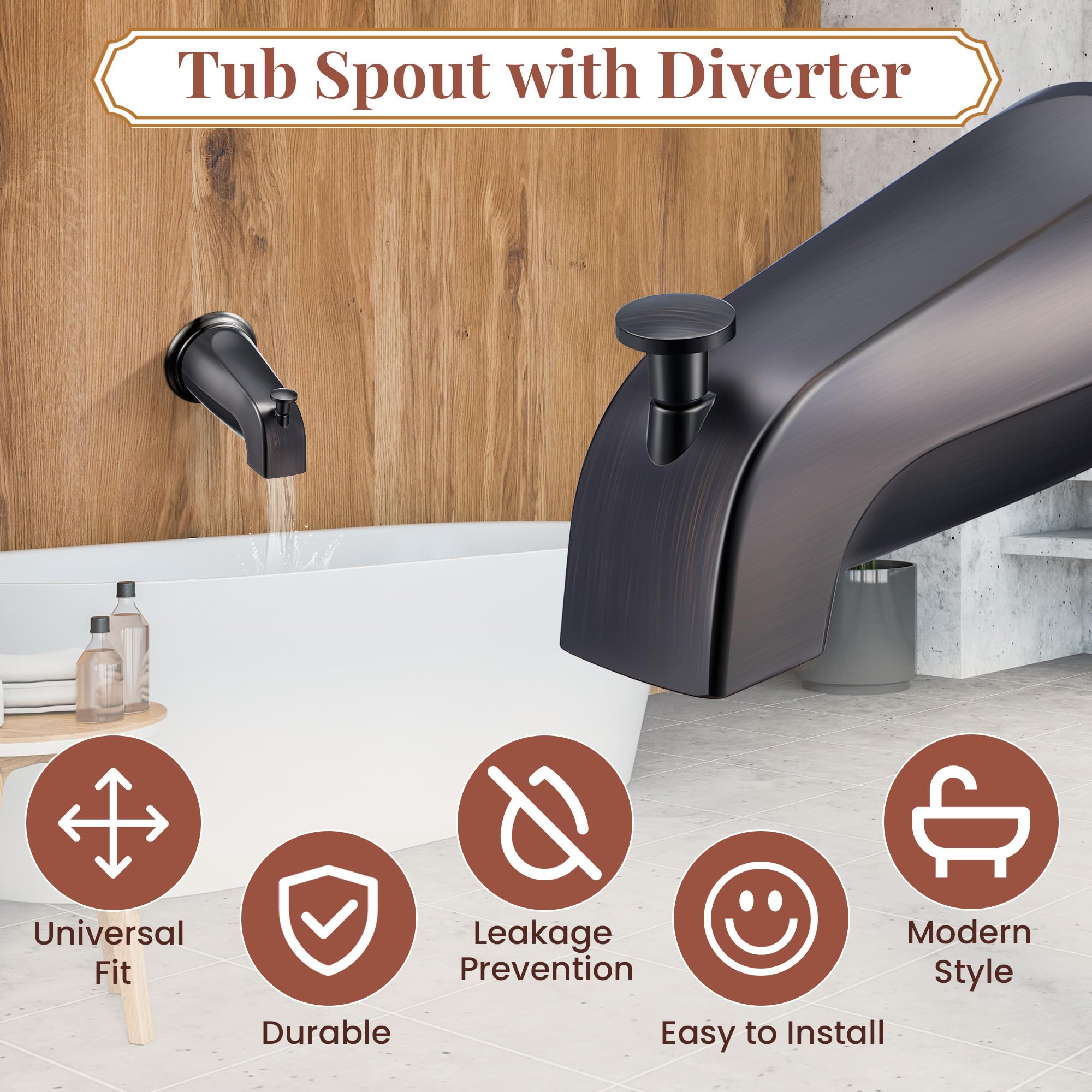 Dreyoo tub spout durable metal construction stands up to daily use