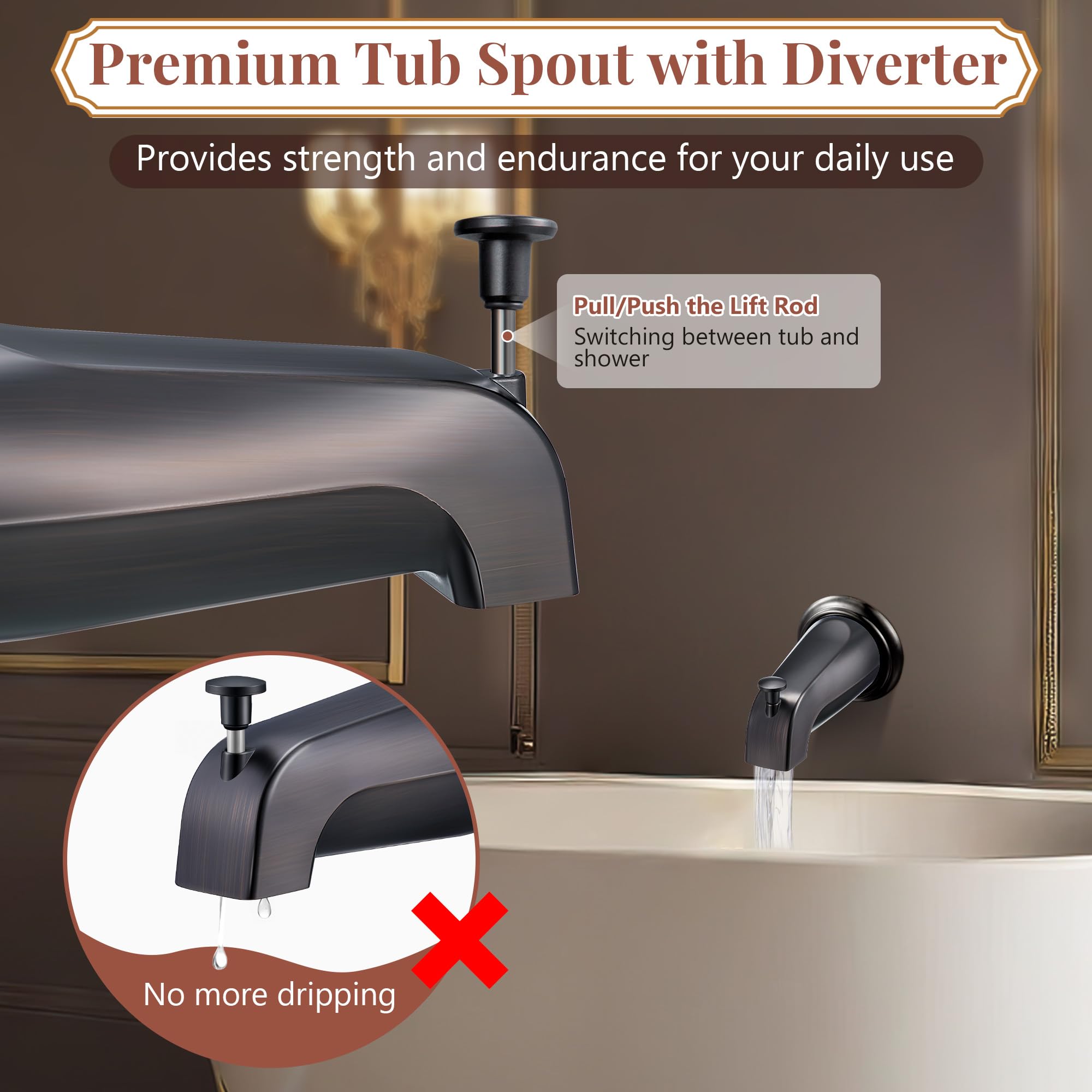 Dreyoo tub spout easy installation with included tools for DIY setup