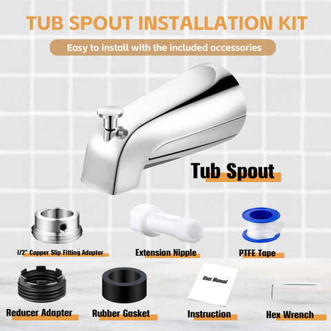 Dreyoo chrome tub spout visible in a contemporary bathroom