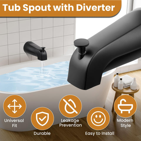 Dreyoo tub spout matte black finish resists corrosion and adds modern style.