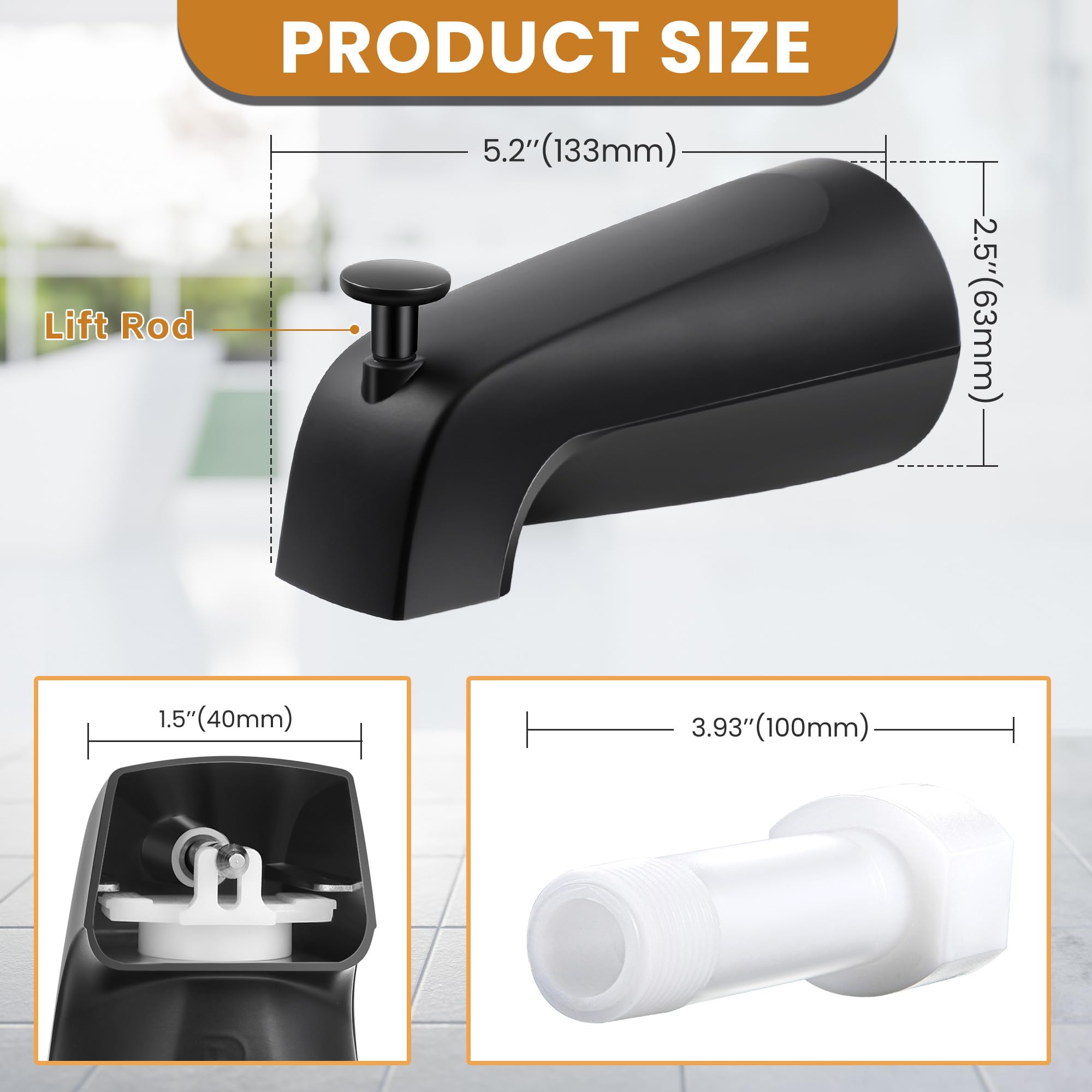 Dreyoo tub spout with durable metal construction offers lasting reliability for daily baths.