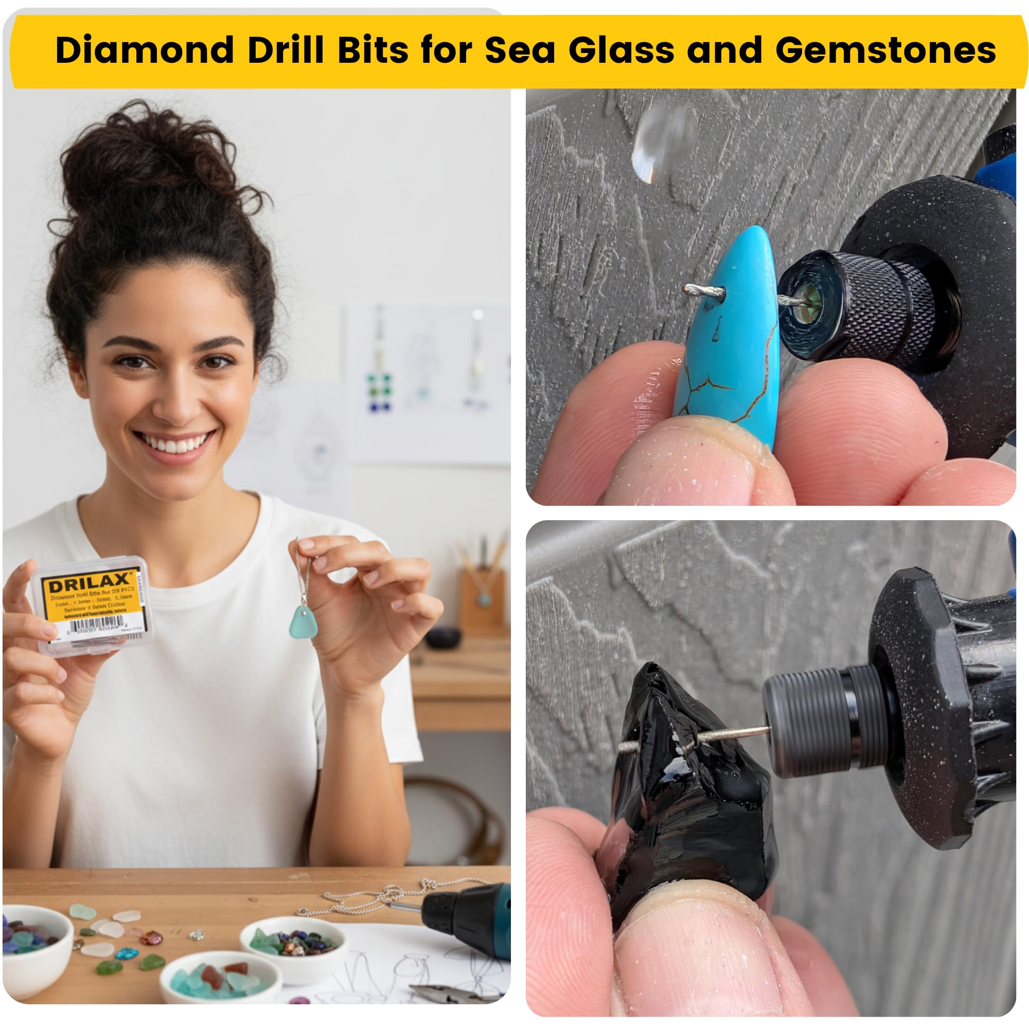 Drilax diamond drill bit 1.5mm cleanly drills gemstones and glass