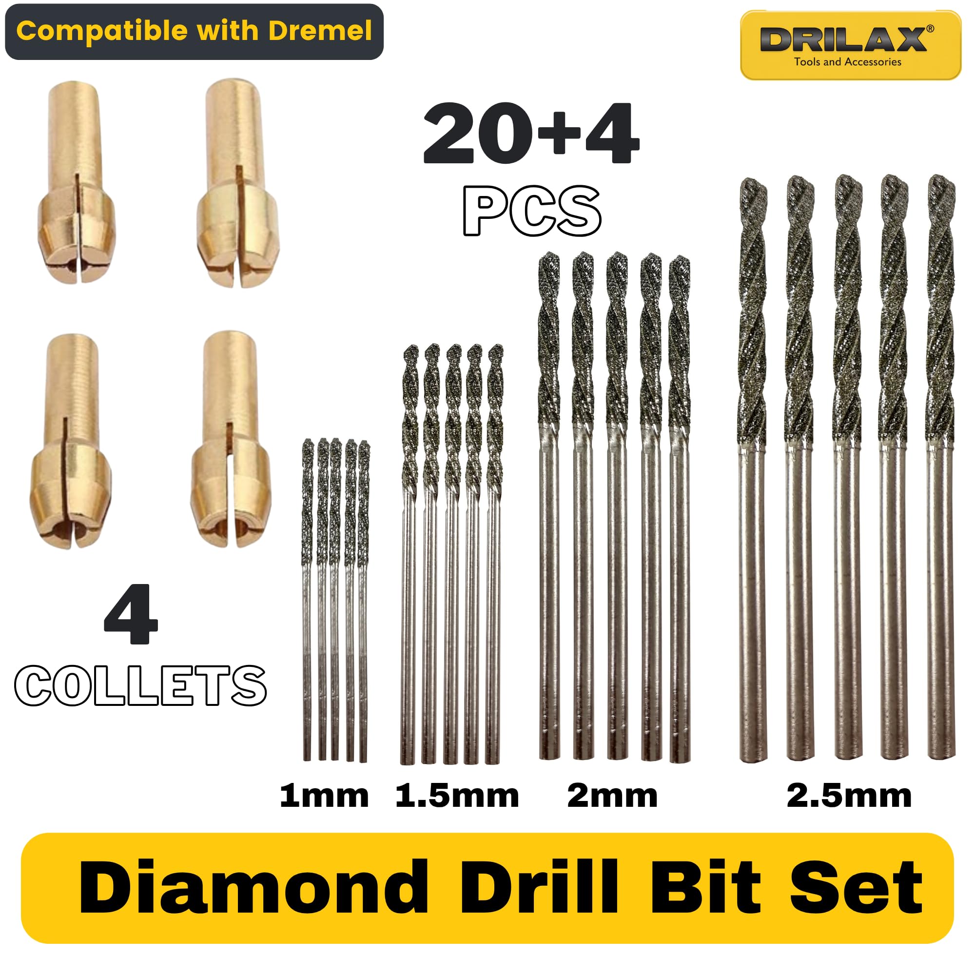 Drilax bit set used on sea shells with precision