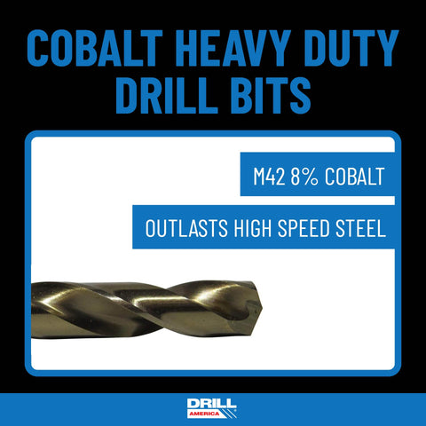 Cobalt bits with gold oxide finish for better lubrication and edge durability.