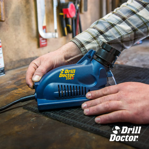 Drill Doctor DD350X provides precise 118-degree angle guidance during sharpening.