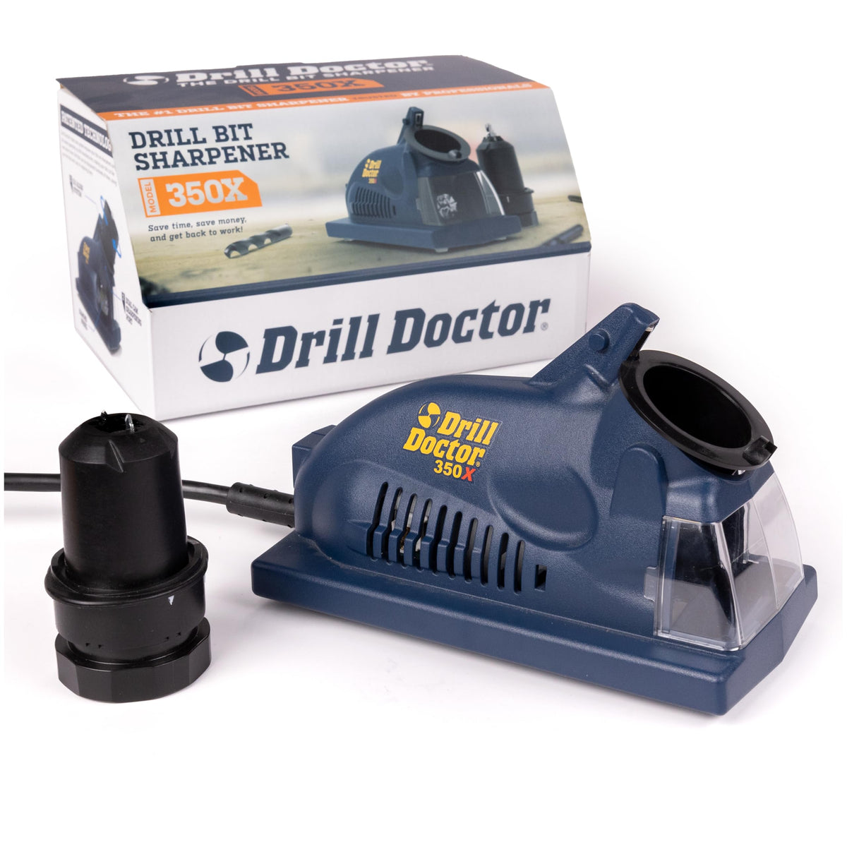 Drill Doctor DD350X sharpener handles 3/32 to 1/2 inch bits with precision.