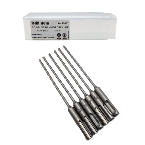 Drill Hulk 532-inch carbide-tipped SDS-Plus bit for concrete for precise holes.