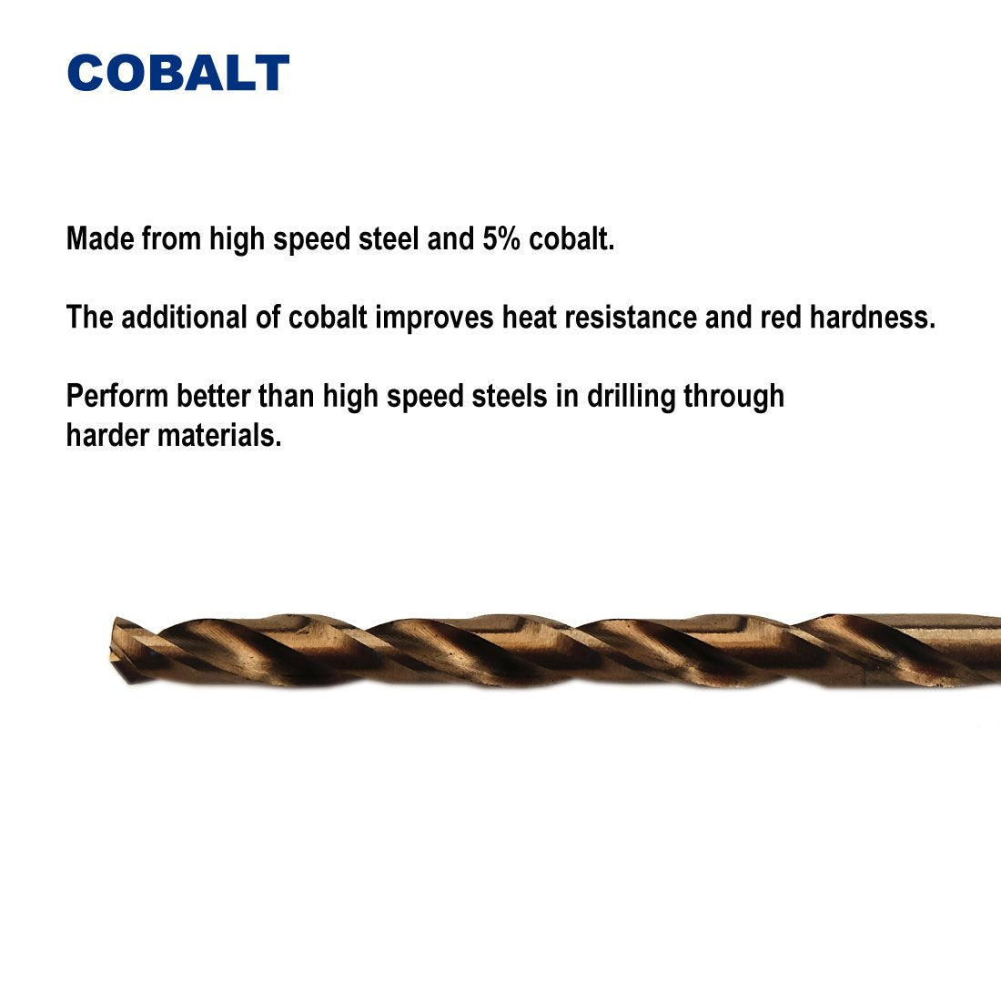 Drill Hulk jobber-length cobalt bit designed for hard metal work
