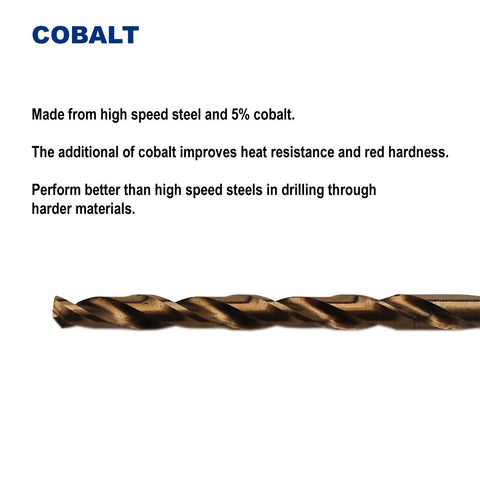 Drill Hulk jobber-length cobalt bit designed for hard metal work
