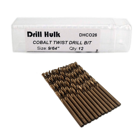 Drill Hulk pack of 12 cobalt drill bits in case for hard metals